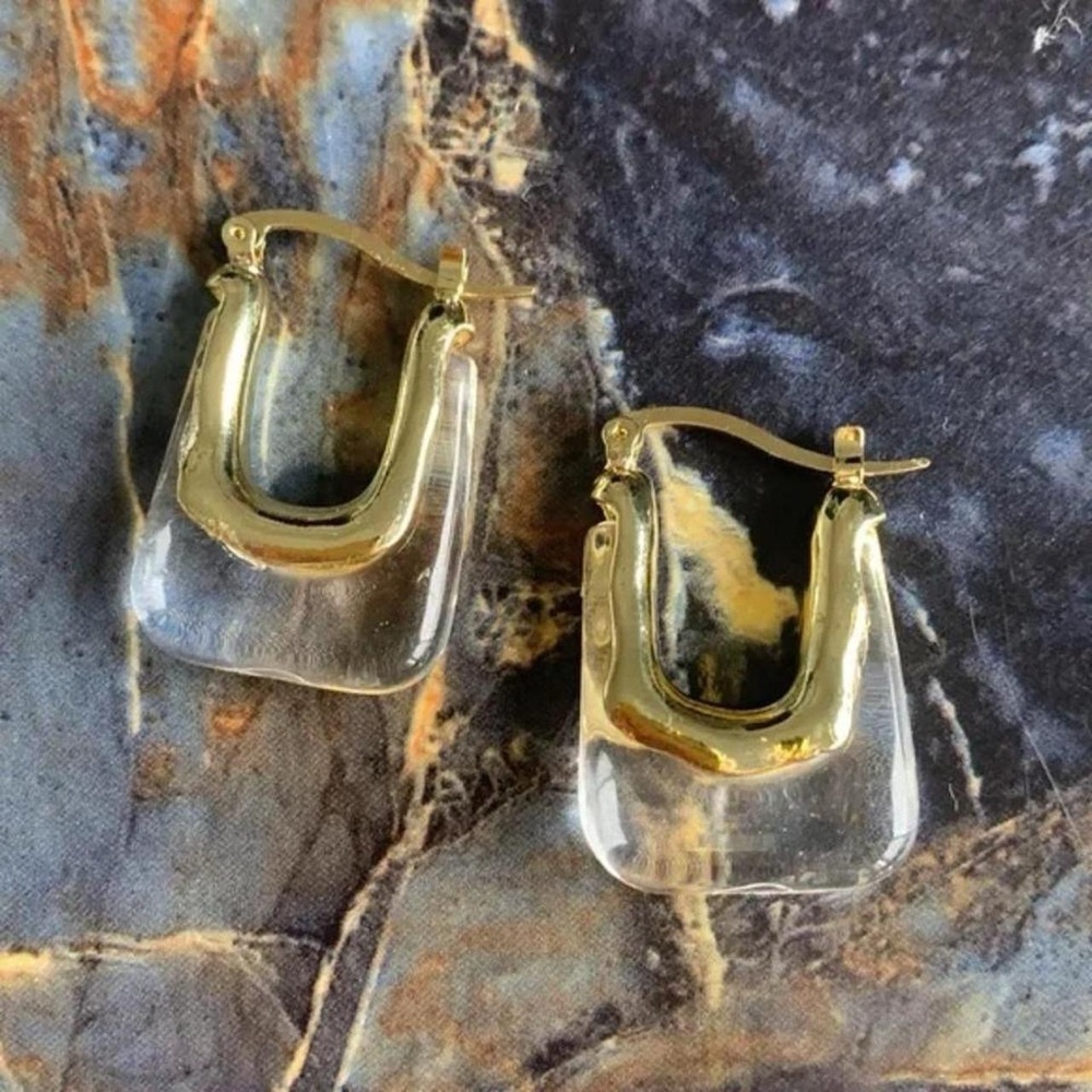 The Piper Elegant Gold and Clear acrylic Hoop Earrings hoops